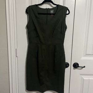 Vince Camuto Womens Fitted Short Sleeveless Olive Bodycon‎ Dress Size 10